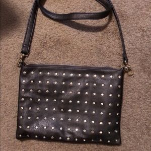 Gray Studded Diamond Crossbody/Clutch.